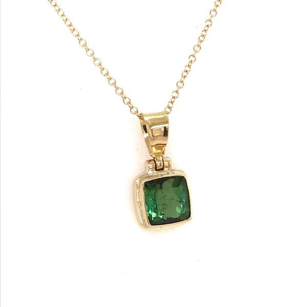 18K Yellow Gold Tourmaline Pendant on 18'' Chain Bluestone Jewelry Tahoe City, CA