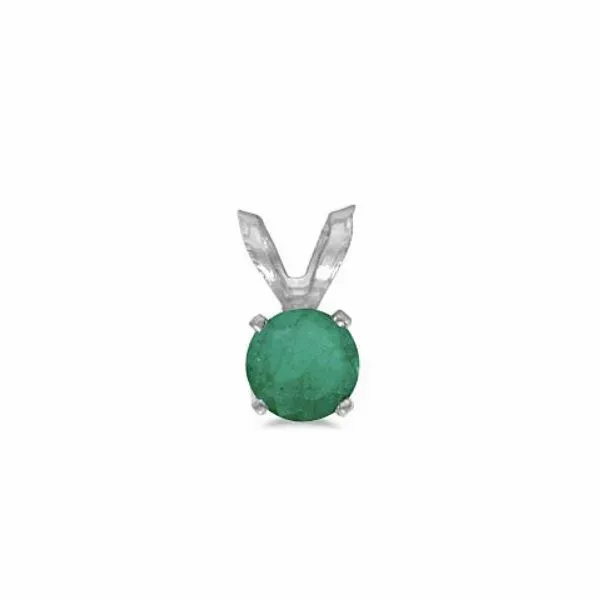 14 Karat White Gold 5mm Round Emerald Pendant Bluestone Jewelry Tahoe City, CA