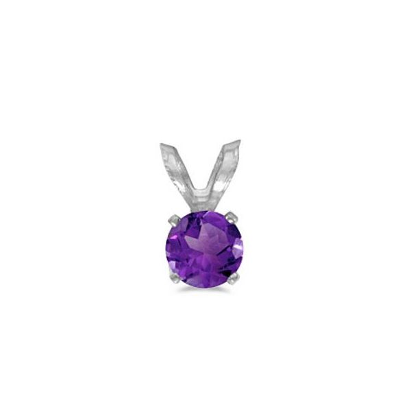 14 Karat White Gold  5mm Round Amethyst Pendant Bluestone Jewelry Tahoe City, CA