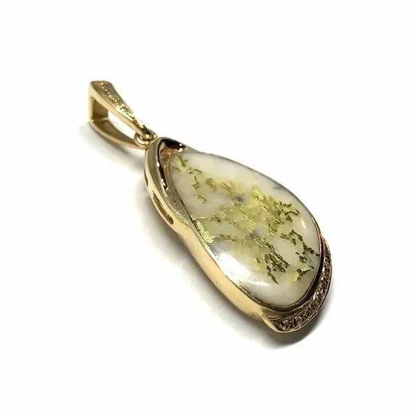 14 Karat Yellow Gold Pendant with Gold Quartz and Diamonds Image 3 Bluestone Jewelry Tahoe City, CA