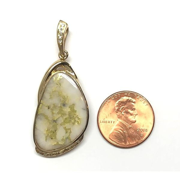 14 Karat Yellow Gold Pendant with Gold Quartz and Diamonds Image 5 Bluestone Jewelry Tahoe City, CA