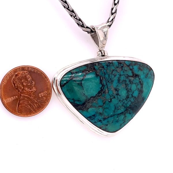 Sterling Silver Turquoise Pendant on 20
