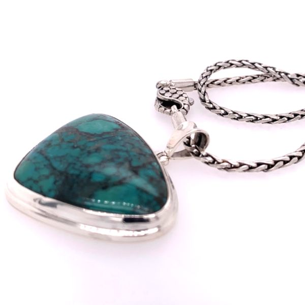 Sterling Silver Turquoise Pendant on 20