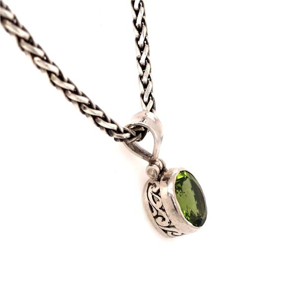 Sterling Silver Peridot Pendant with a 17 Inch Handwoven Chain Image 2 Bluestone Jewelry Tahoe City, CA