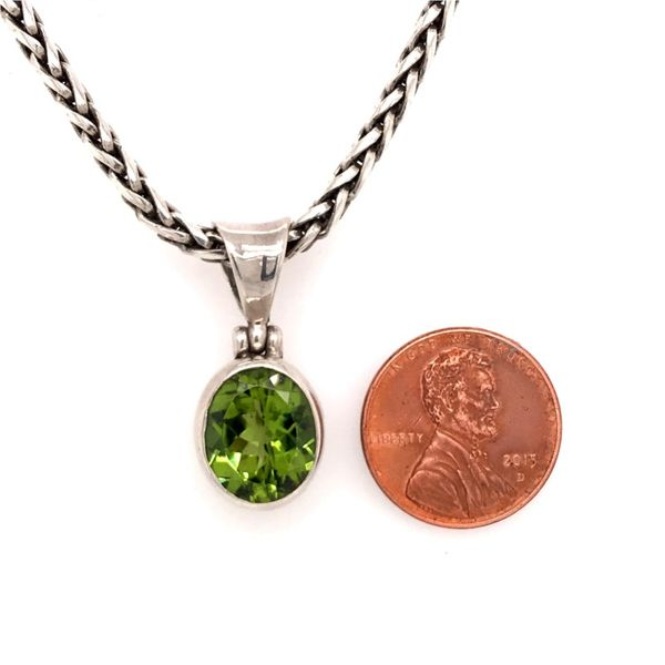 Sterling Silver Peridot Pendant with a 17 Inch Handwoven Chain Image 3 Bluestone Jewelry Tahoe City, CA