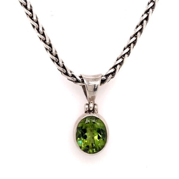 Sterling Silver Peridot Pendant with a 17 Inch Handwoven Chain Bluestone Jewelry Tahoe City, CA