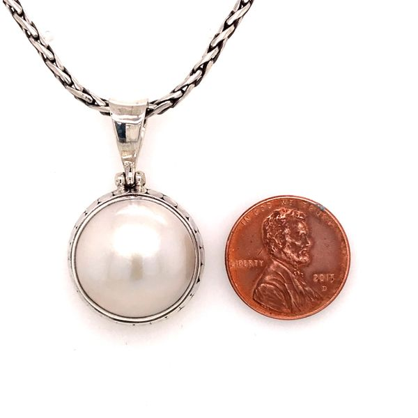 Sterling Silver White Pearl Pendant on Chain Image 3 Bluestone Jewelry Tahoe City, CA