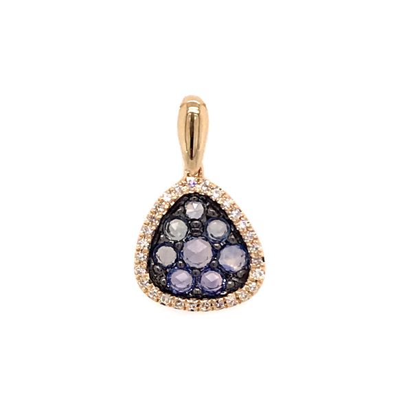 14 Karat Yellow Gold Light Blue Sapphire and Diamond Pendant Bluestone Jewelry Tahoe City, CA