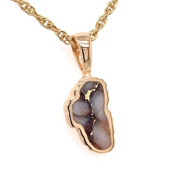 Small 14 Karat Yellow Gold Pendant with Gold Quartz Bluestone Jewelry Tahoe City, CA