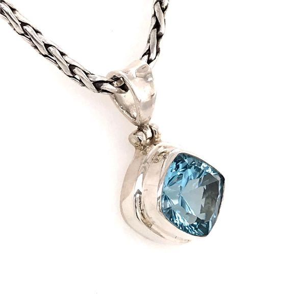 Small Sterling Silver Topaz Pendant with Chain Image 2 Bluestone Jewelry Tahoe City, CA