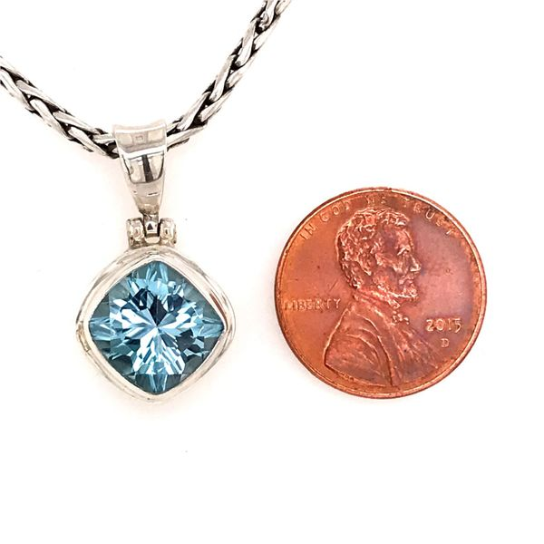 Small Sterling Silver Topaz Pendant with Chain Image 3 Bluestone Jewelry Tahoe City, CA