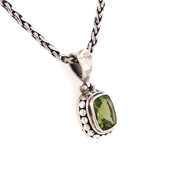 Small Sterling Silver Peridot Pendant with Chain Image 2 Bluestone Jewelry Tahoe City, CA