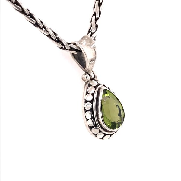 Small Sterling Silver Peridot Pendant with Chain Image 2 Bluestone Jewelry Tahoe City, CA
