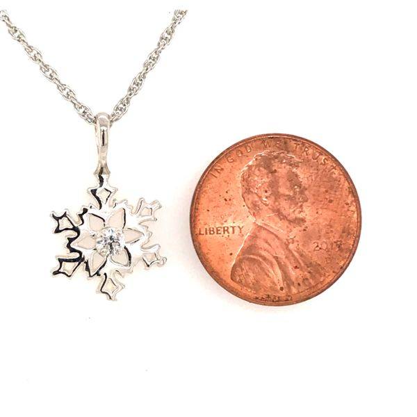 Sterling Silver Snowflake Pendant with Cubic Zirconium Image 2 Bluestone Jewelry Tahoe City, CA