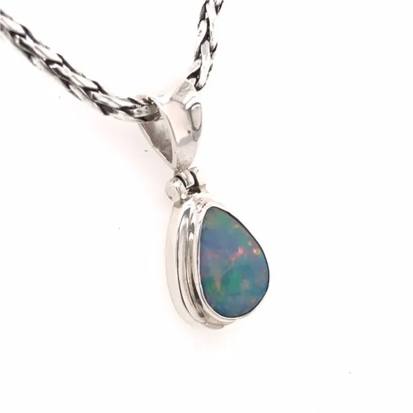 Small Sterling Silver Austrailian Opal Pendant with Chain Image 2 Bluestone Jewelry Tahoe City, CA