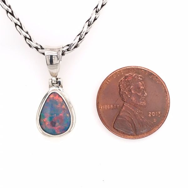 Small Sterling Silver Austrailian Opal Pendant with Chain Image 3 Bluestone Jewelry Tahoe City, CA