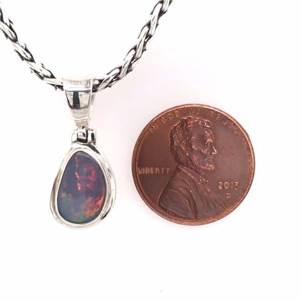 Small Sterling Silver Austrailian Opal Pendant with Chain Image 3 Bluestone Jewelry Tahoe City, CA