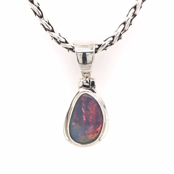 Small Sterling Silver Austrailian Opal Pendant with Chain Bluestone Jewelry Tahoe City, CA