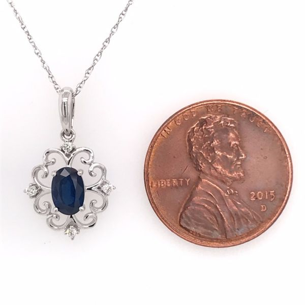 14 Karat White Gold Sapphire and Diamond Pendant with Chain Image 3 Bluestone Jewelry Tahoe City, CA