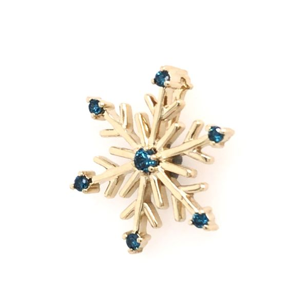 14kt Yellow Gold Snowflake Pendant with Blue Diamonds Image 2 Bluestone Jewelry Tahoe City, CA