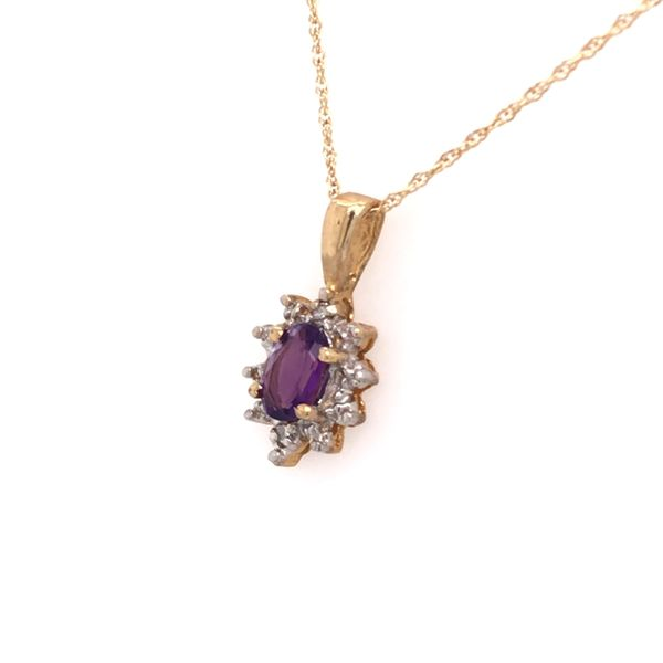 10K Yellow Gold Pendant w/ Amethyst & Diamonds Image 2 Bluestone Jewelry Tahoe City, CA