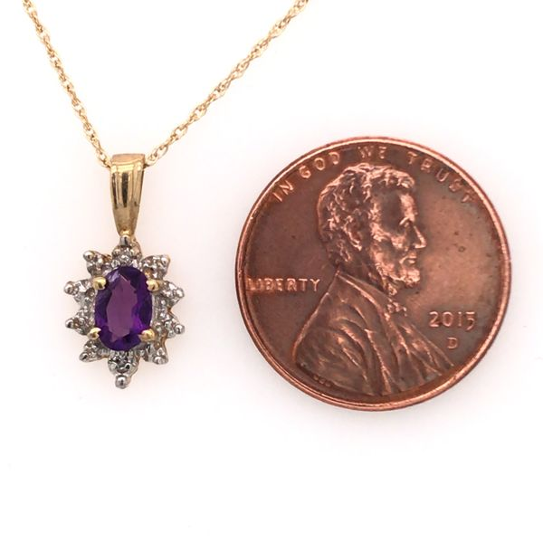 10K Yellow Gold Pendant w/ Amethyst & Diamonds Image 3 Bluestone Jewelry Tahoe City, CA