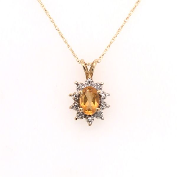 10K Yellow Gold Pendant w/ Citrine & Diamonds Bluestone Jewelry Tahoe City, CA