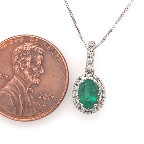 14K White Gold Pendant w/ Emerald & Diamonds Image 3 Bluestone Jewelry Tahoe City, CA