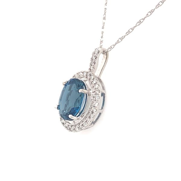 14K White Gold Pendant w/ London Blue Topaz & Diamonds Image 2 Bluestone Jewelry Tahoe City, CA