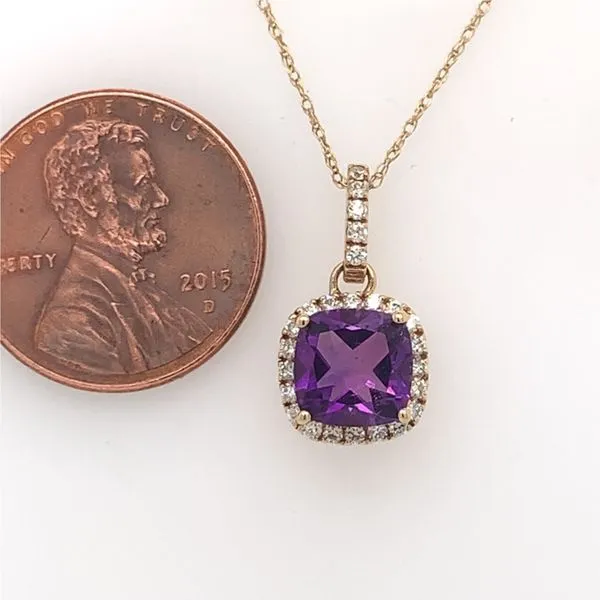 14K Yellow Gold Pendant w/ Amethyst & Diamonds Image 3 Bluestone Jewelry Tahoe City, CA