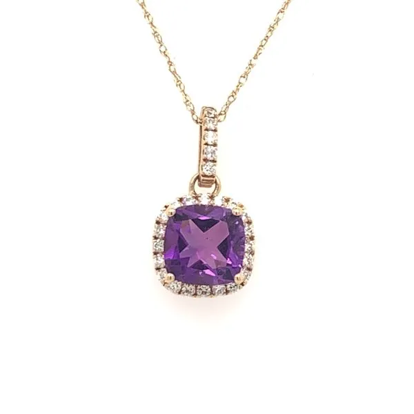 14K Yellow Gold Pendant w/ Amethyst & Diamonds Bluestone Jewelry Tahoe City, CA