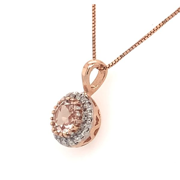 14K Rose Gold Pendant w/ Morganite & Diamonds- 18 Inches Image 2 Bluestone Jewelry Tahoe City, CA