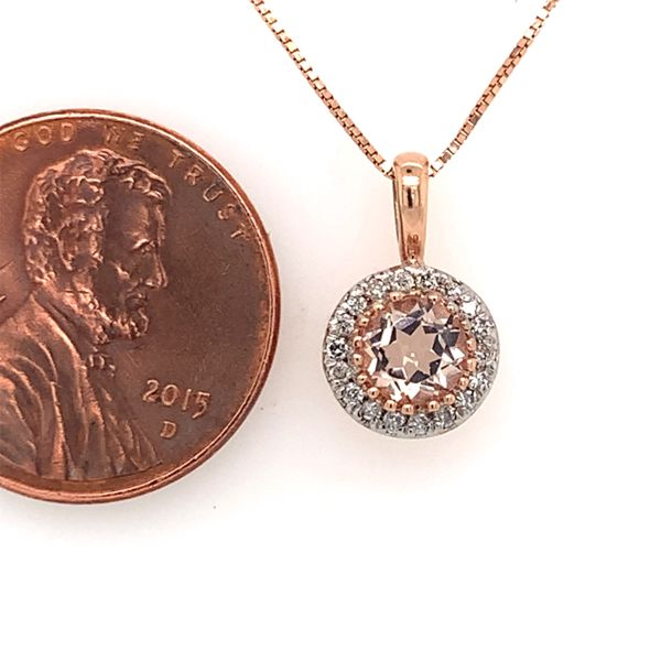 14K Rose Gold Pendant w/ Morganite & Diamonds- 18 Inches Image 3 Bluestone Jewelry Tahoe City, CA