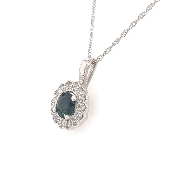 14K White Gold Pendant w/ Blue Sapphire & Diamonds Image 2 Bluestone Jewelry Tahoe City, CA