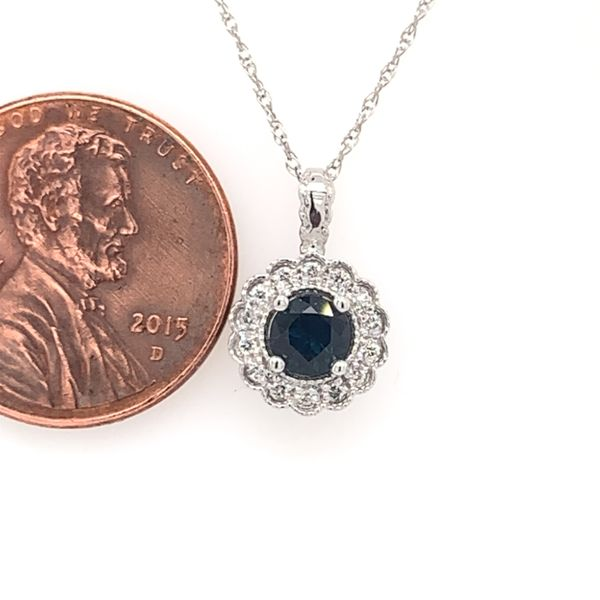 14K White Gold Pendant w/ Blue Sapphire & Diamonds Image 3 Bluestone Jewelry Tahoe City, CA