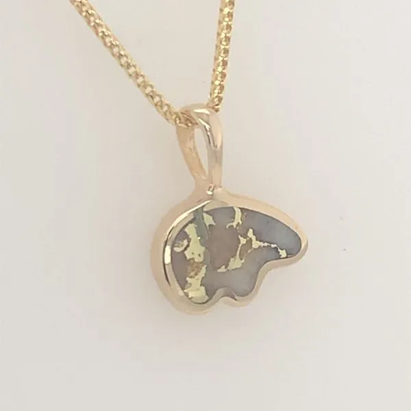 Small 14kt Yellow Gold Bear Pendant with Gold Quartz Image 2 Bluestone Jewelry Tahoe City, CA