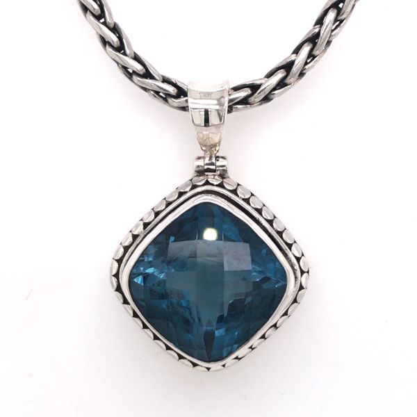 Medium Silver London Blue Topaz Pendant with Chain Bluestone Jewelry Tahoe City, CA