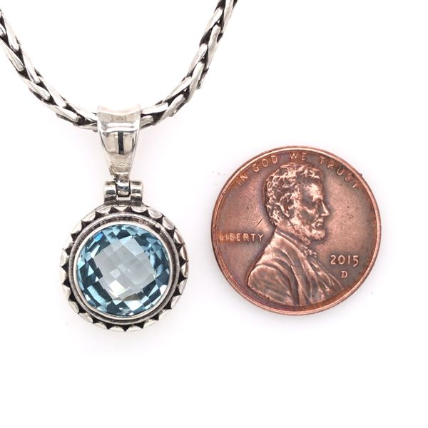 Small Silver Pendant with Topaz and Chain Image 3 Bluestone Jewelry Tahoe City, CA