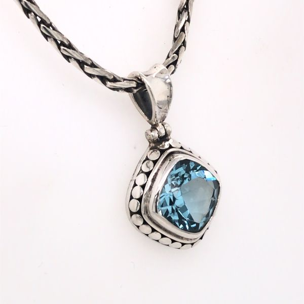 Small Silver Pendant with Topaz and Chain Image 2 Bluestone Jewelry Tahoe City, CA