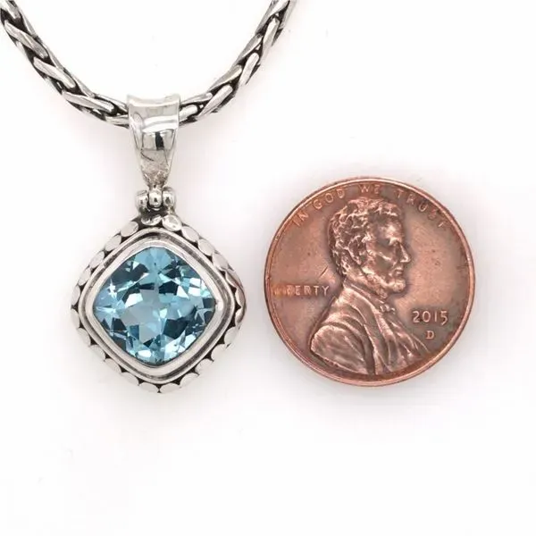 Small Silver Pendant with Topaz and Chain Image 3 Bluestone Jewelry Tahoe City, CA