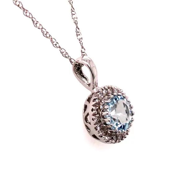 14 Karat White Gold Pendant with an Aquamarine & Diamonds Image 2 Bluestone Jewelry Tahoe City, CA