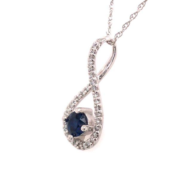 14 Karat White Gold Pendant with a Blue Sapphire & Diamonds Image 2 Bluestone Jewelry Tahoe City, CA