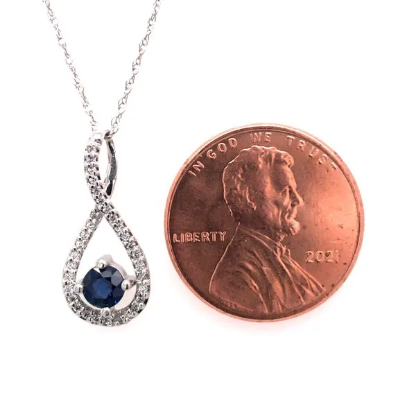 14 Karat White Gold Pendant with a Blue Sapphire & Diamonds Image 3 Bluestone Jewelry Tahoe City, CA