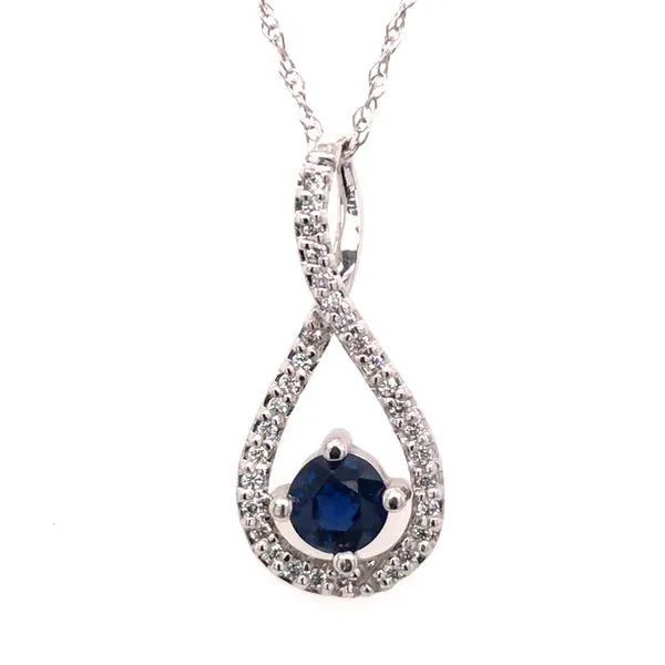 14 Karat White Gold Pendant with a Blue Sapphire & Diamonds Bluestone Jewelry Tahoe City, CA