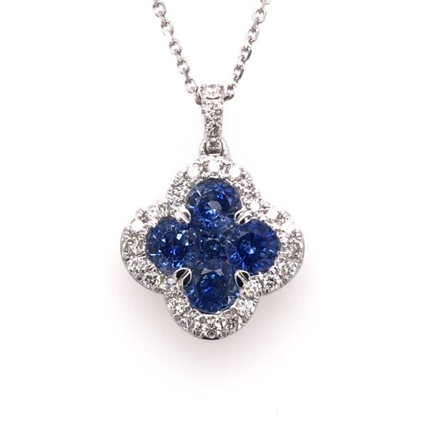 14 Karat White Gold Pendant with Blue Sapphires & Diamonds Bluestone Jewelry Tahoe City, CA