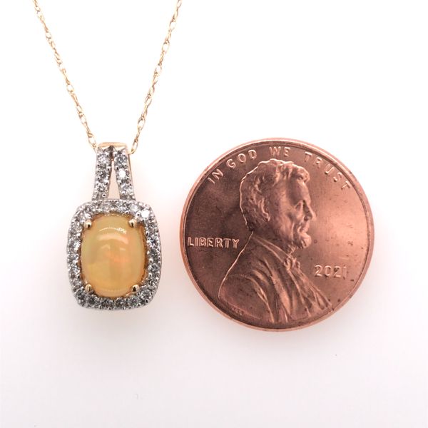 10 Karat Yellow Gold Pendant with an Opal & Diamonds Image 3 Bluestone Jewelry Tahoe City, CA