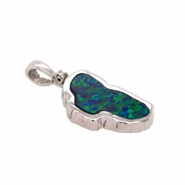 Silver Medium Lake Tahoe Pendant with Opal and CZ Image 2 Bluestone Jewelry Tahoe City, CA