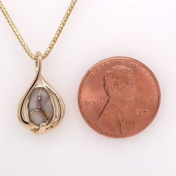 14K Yellow Gold Pendant w/ Gold Quartz Image 3 Bluestone Jewelry Tahoe City, CA