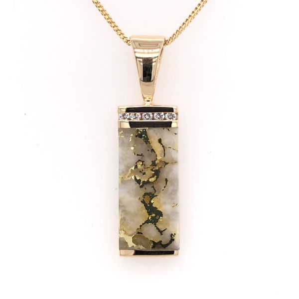 14 Karat Yellow Gold Pendant with Gold Quartz Bluestone Jewelry Tahoe City, CA