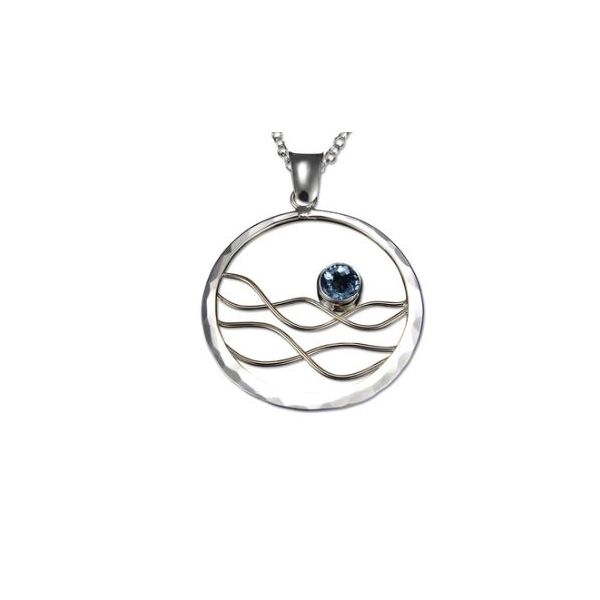 14 Karat Yellow Gold Filled and Sterling Silver Pendant with a Blue Topaz Bluestone Jewelry Tahoe City, CA
